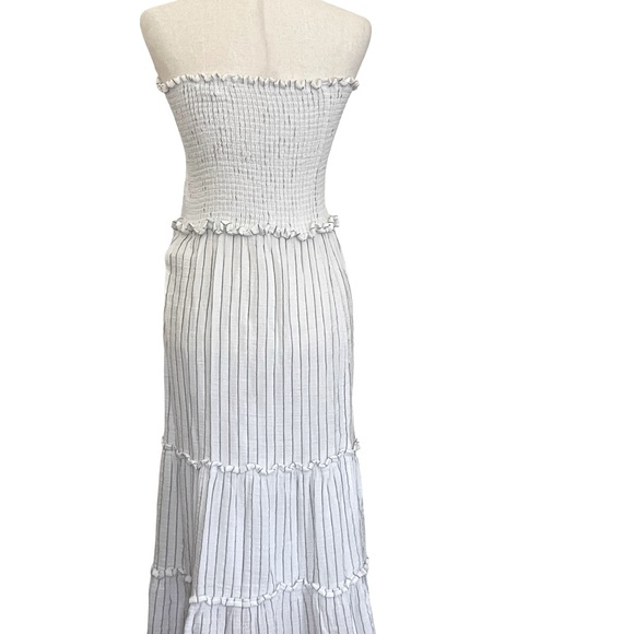 4OUR DREAMERS~ Strapless Smock Top Tiered Ruffle Striped Dress SZ XS - Picture 2 of 6